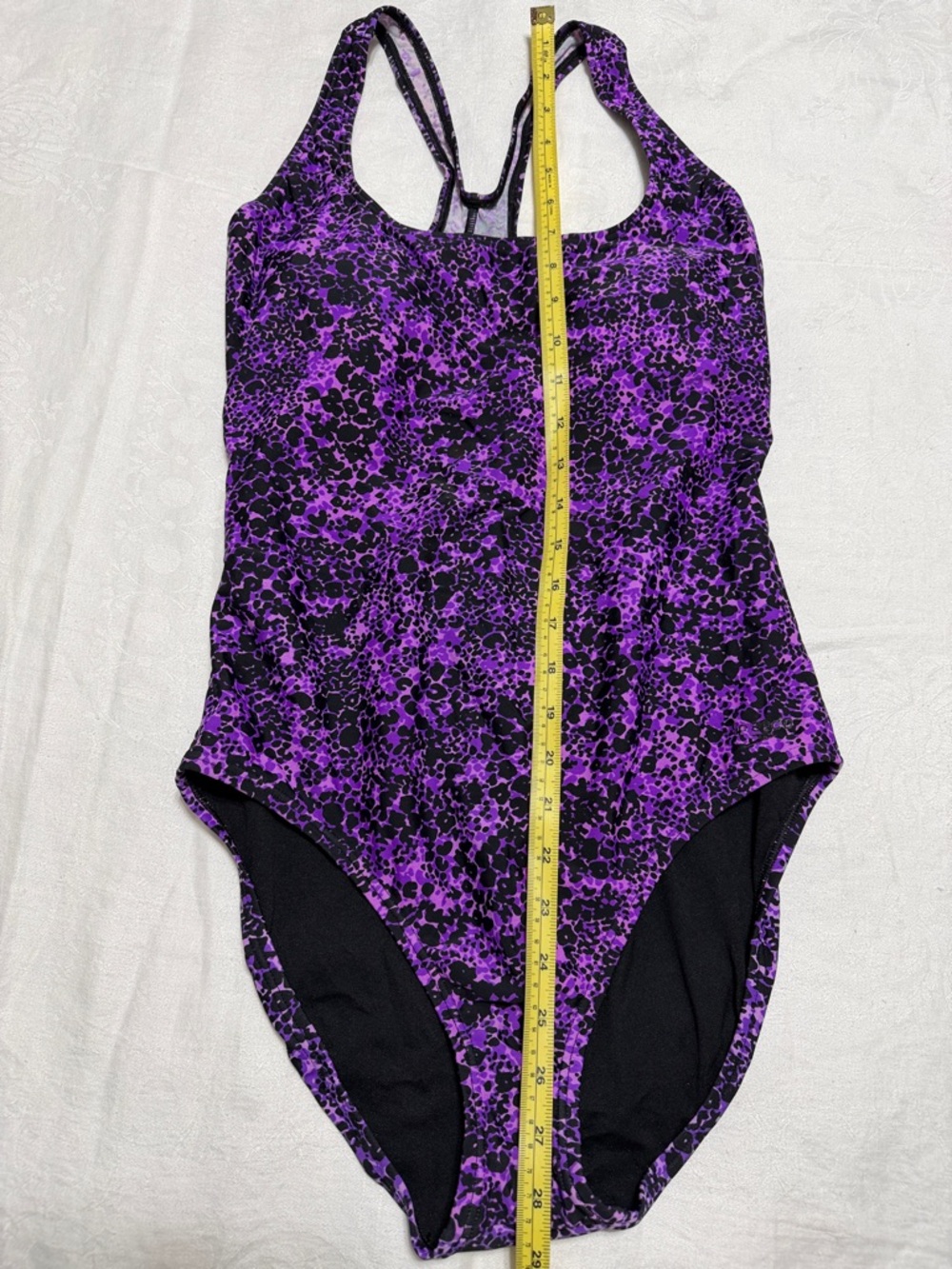 Speedo Black and Purple Patterned One-Piece Swimsuit - Picture 6 of 6